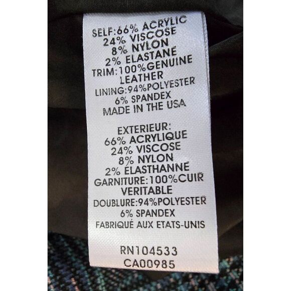 Plaid Pencil Skirt Blue Black Wool & Leather dark Academia teacher whimsygoth - Picture 9 of 10